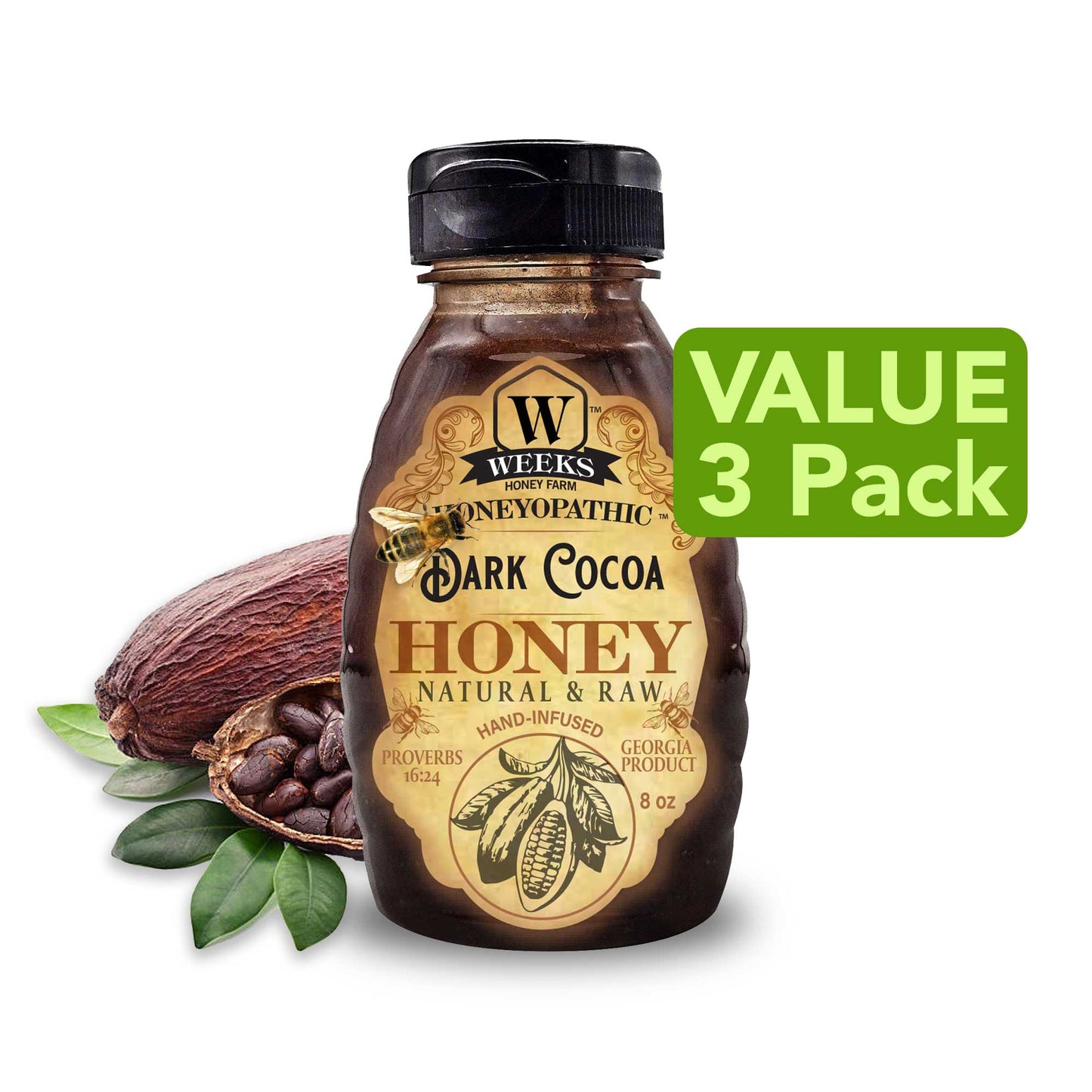 Weeks Honey Farm premium honey supplement with reishi mushroom, 8 oz, supporting health and wellness.