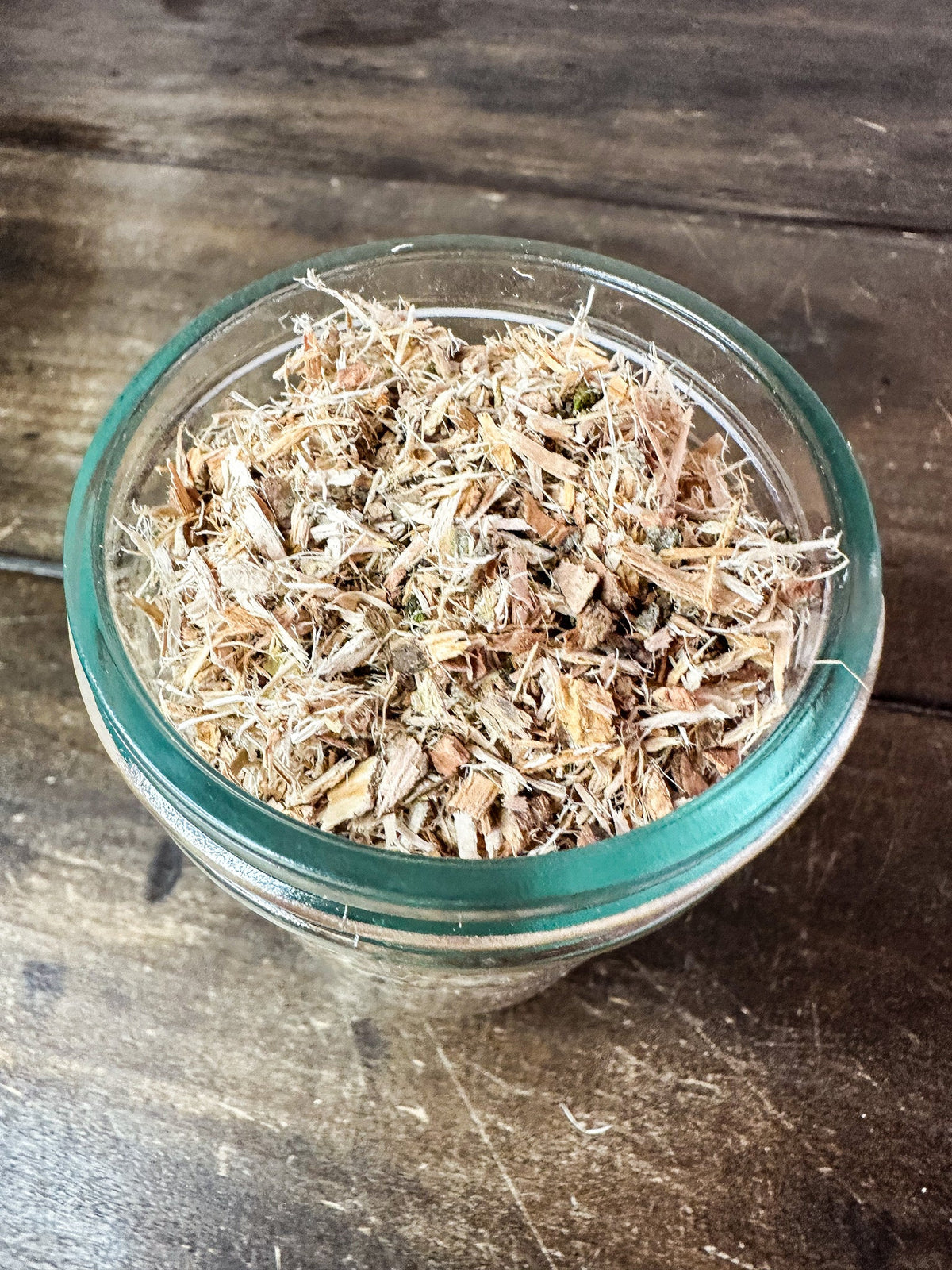 Small white willow bark herb jar from herbalroseapothecary, featuring dried willow bark inside a compact glass jar.