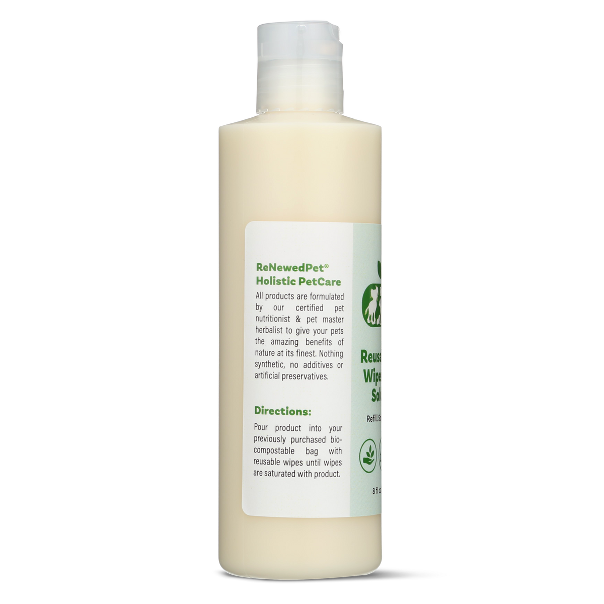 Reusable pet wipes by ReNewedPet for grooming, shown in a container with soft cloths suitable for cleaning dogs and cats.
