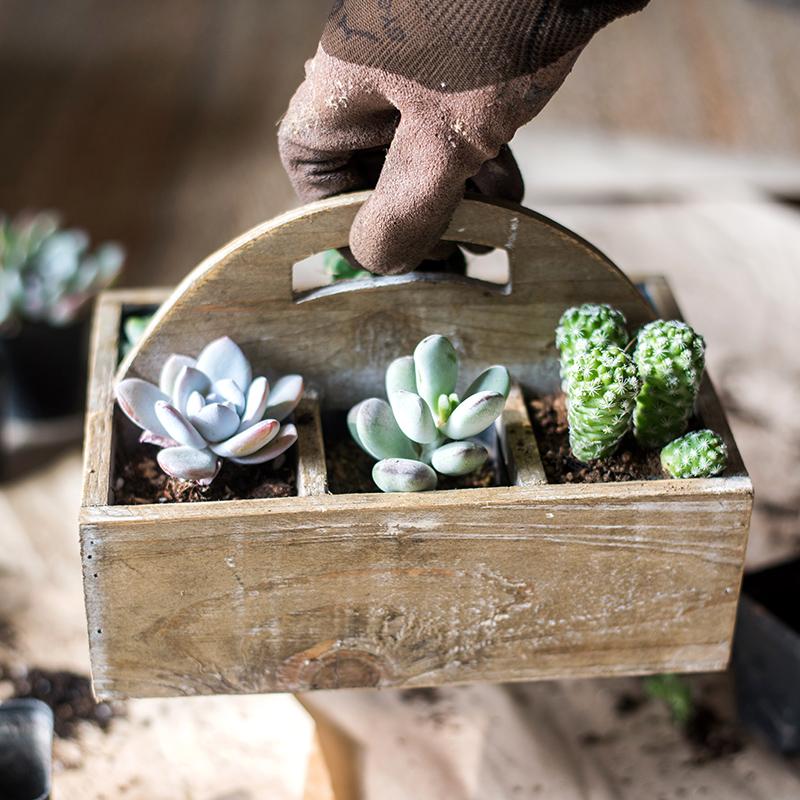 RusticReach wooden basket with carry handle, rustic design, perfect for storage or decor, made of natural wood with sturdy handle.