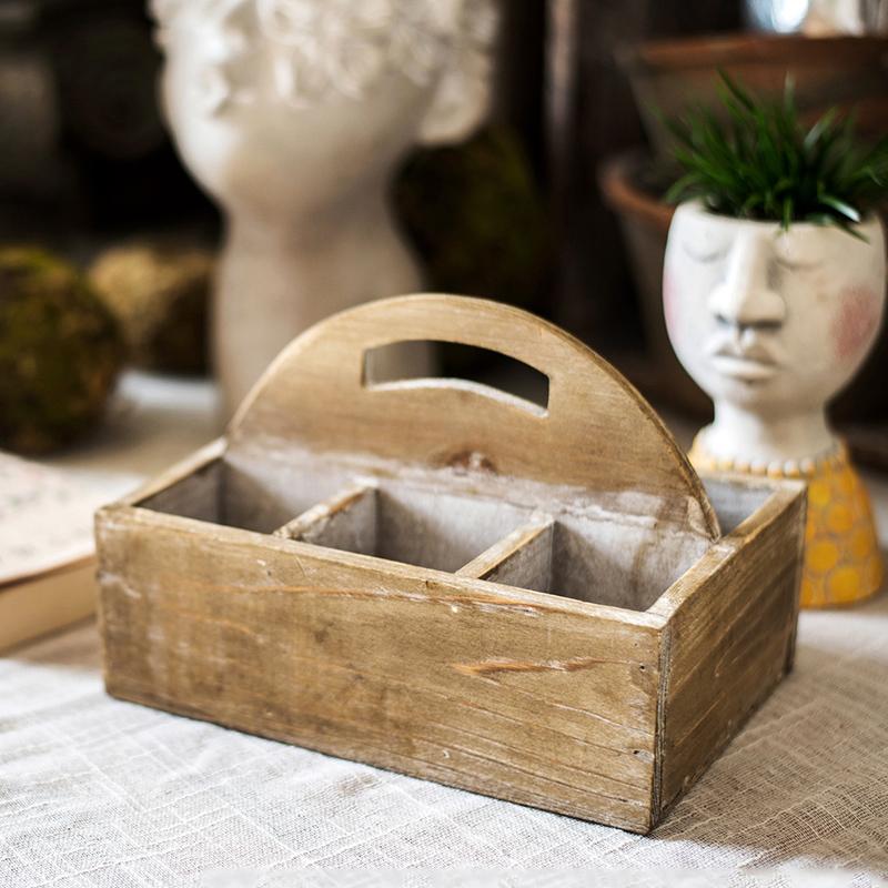 RusticReach wooden basket with carry handle, rustic wooden box for storage or gift use, natural wood finish.