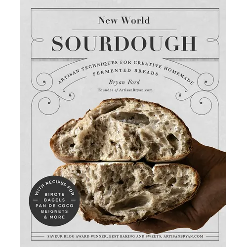 Cover of "New World Sourdough" cookbook by splitShops, featuring artisan bread recipes and fermentation techniques in hardcover.