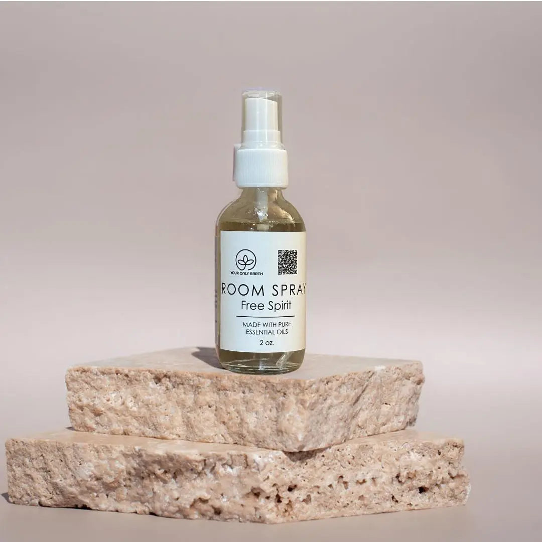 Lavender room spray from Your Only Earth, showcasing a sleek bottle with lavender fragrance for freshening indoor spaces.