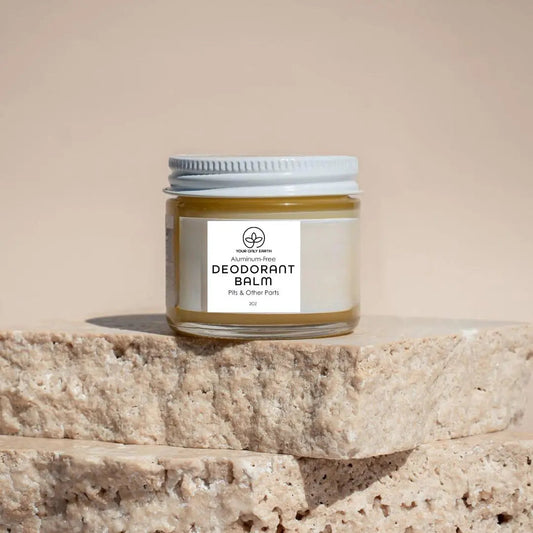 Your Only Earth deodorant balm in a personal care container, designed for natural odor protection and skin comfort.