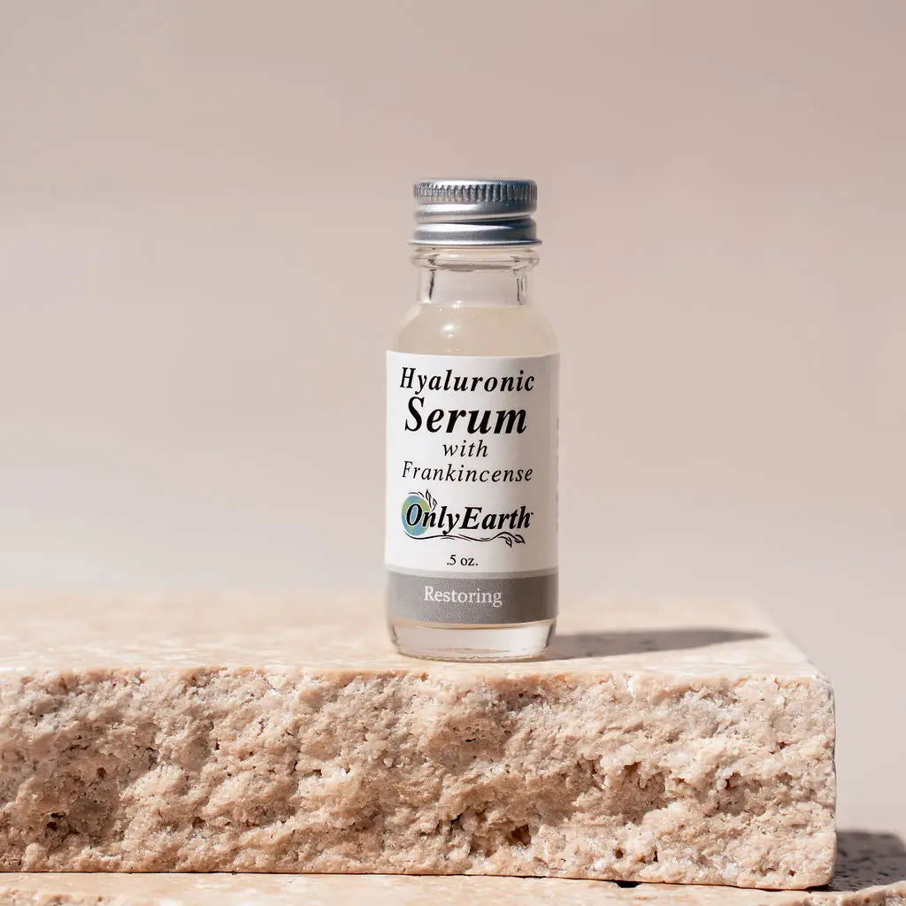 Dropper bottle of Your Only Earth Hyaluronic Acid Serum for skin hydration, with clear serum inside and minimalist packaging.