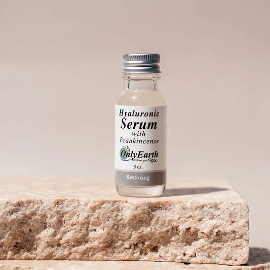 Dropper bottle of Your Only Earth Hyaluronic Acid Serum for skin hydration, with clear serum inside and minimalist packaging.