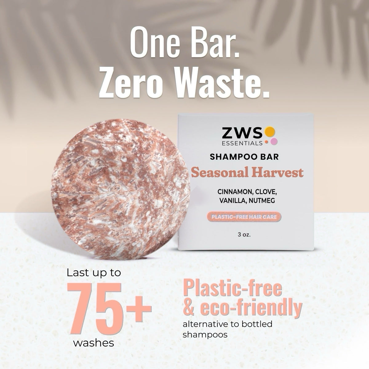 Plastic-free shampoo and conditioner bar duo with seasonal harvest scent, ideal for eco-friendly hair care, 75 washes included.