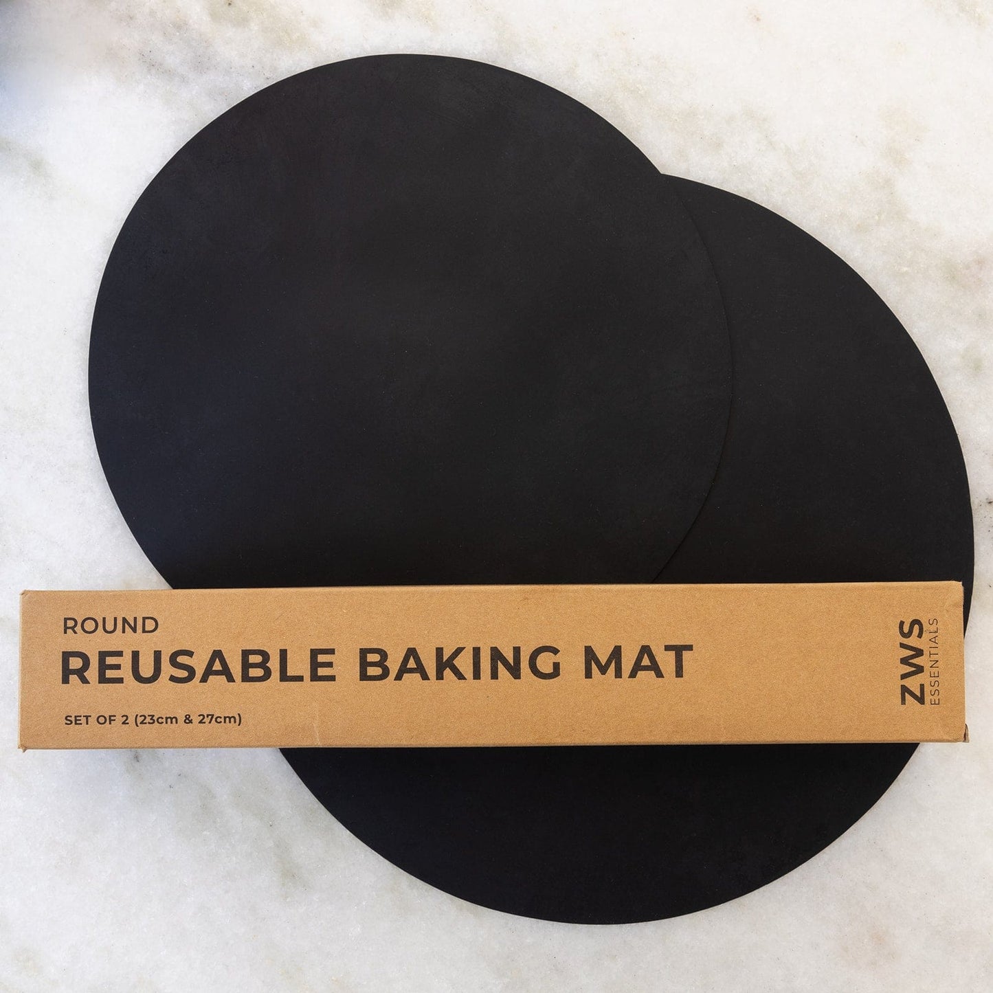 Two rectangular silicone baking mats from ZeroWasteStore.com laid flat on a baking sheet for non-stick baking and easy cleanup.
