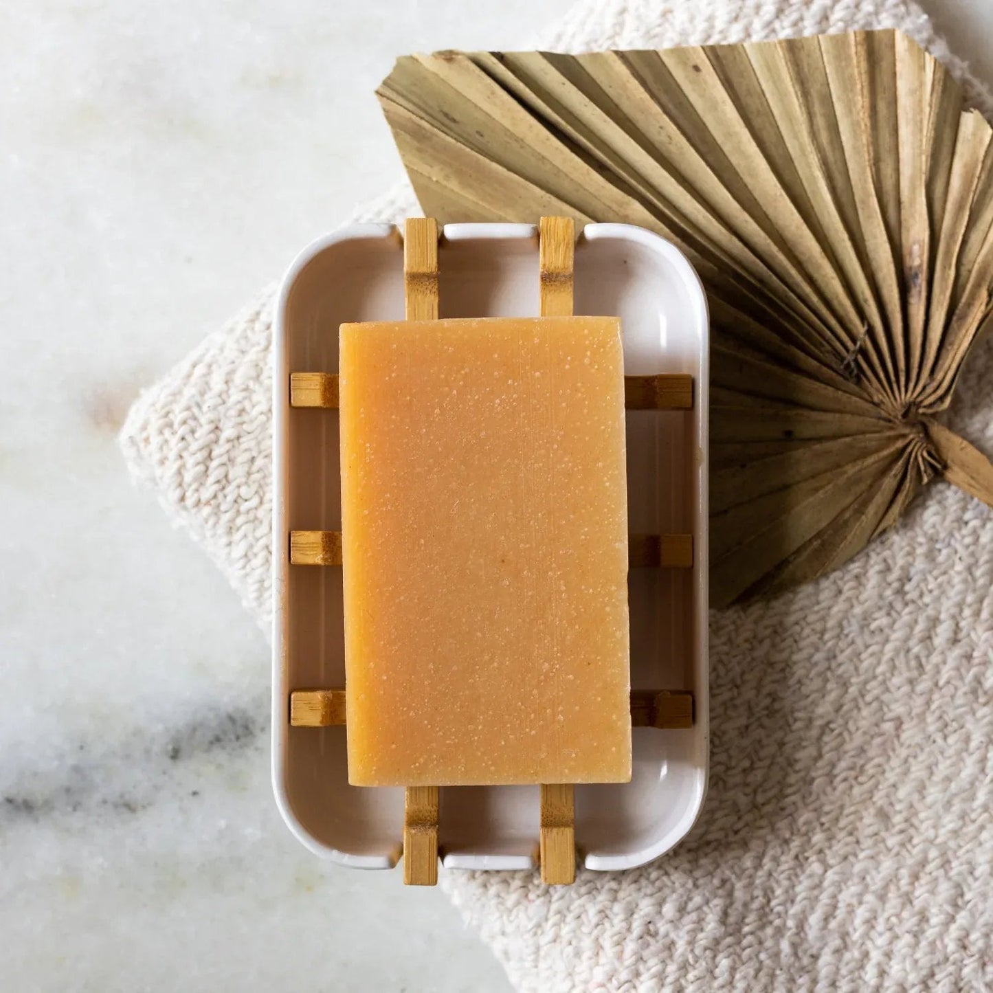Turmeric soap bar by ZeroWasteStore.com, 4oz, all-natural vegan face and body soap with six scent options, plastic-free packaging.