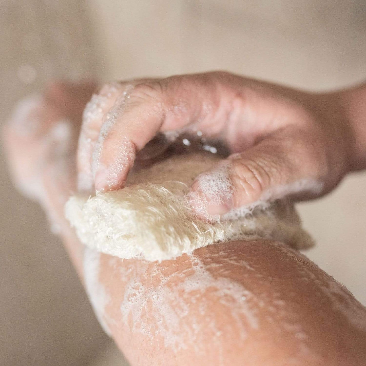 Three natural loofah sponges in a pack from ZeroWasteStore.com, ideal for exfoliating and gentle cleansing in the bath or shower.