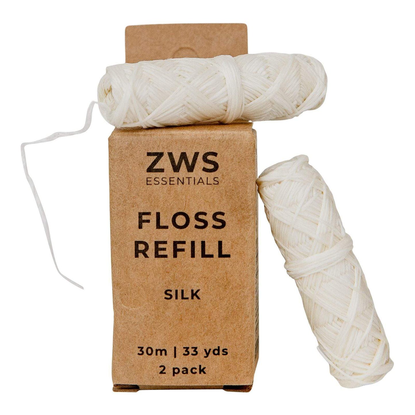 Silk Floss Zero Waste Dental Floss 30m biodegradable and refillable, natural silk floss for eco-friendly oral care.