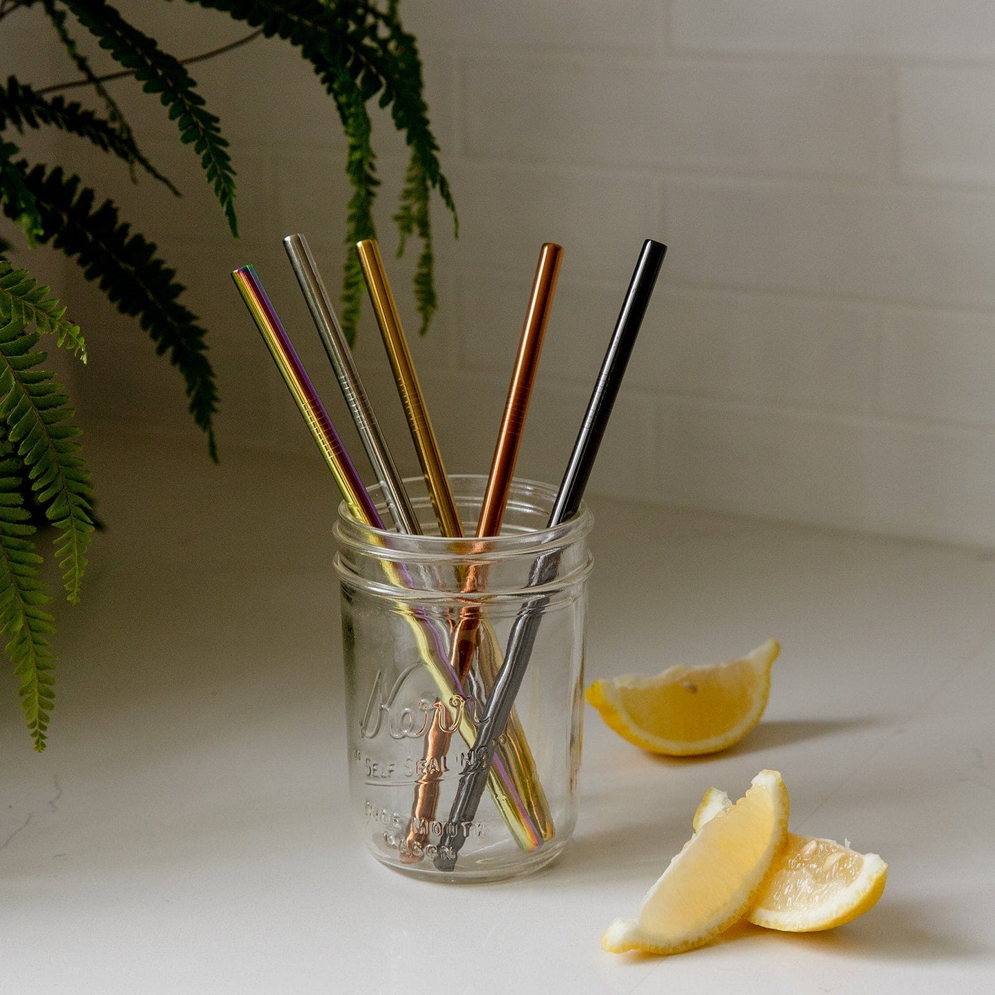 Stainless steel drinking straw in straight, bent, or boba style, designed for eco-friendly use, from ZeroWasteStore.com
