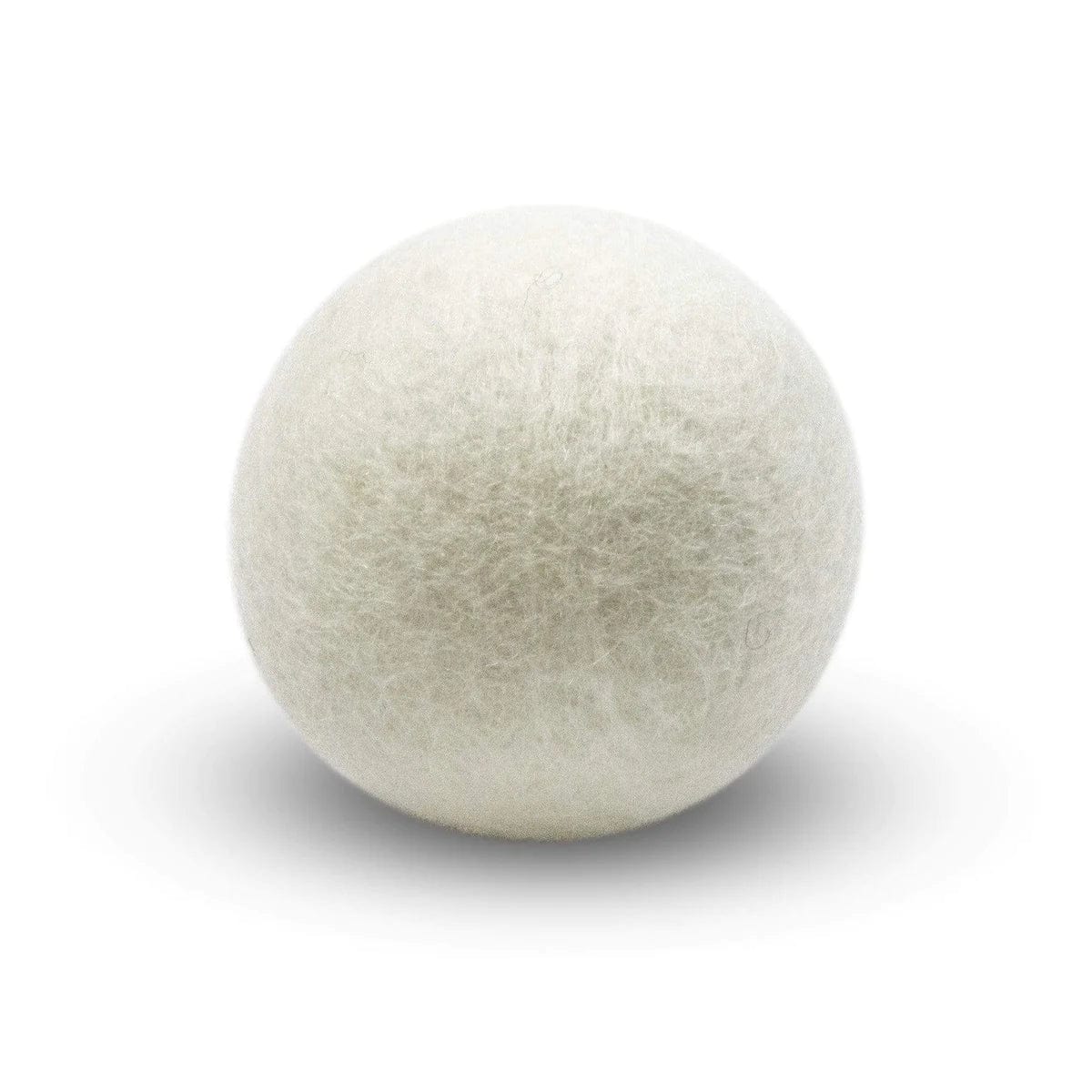 Single reusable wool laundry dryer ball by ZeroWasteStore.com, eco-friendly laundry ball for softer clothes and reduced drying time.