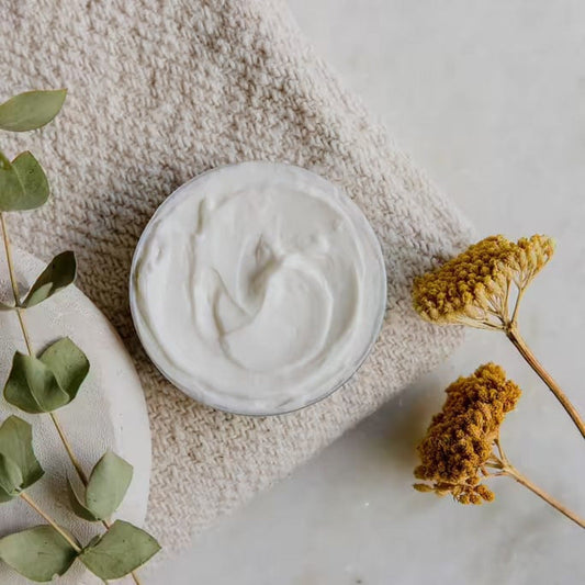 Zero Waste Store deep nourishing body butter and shampoo bar in 4oz container, moisturizing lotion and moisturizer product.