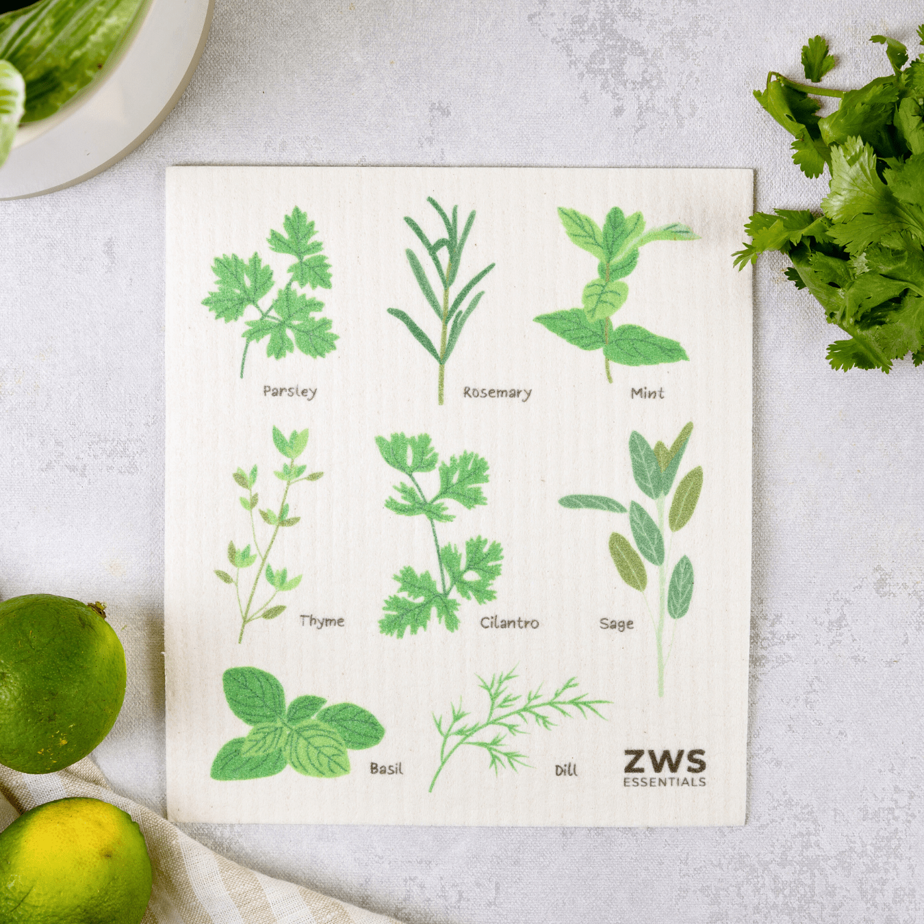 Swedish dish cloth by ZeroWasteStore.com, reusable paper towels with lemon print, eco-friendly cleaning cloth for kitchen use