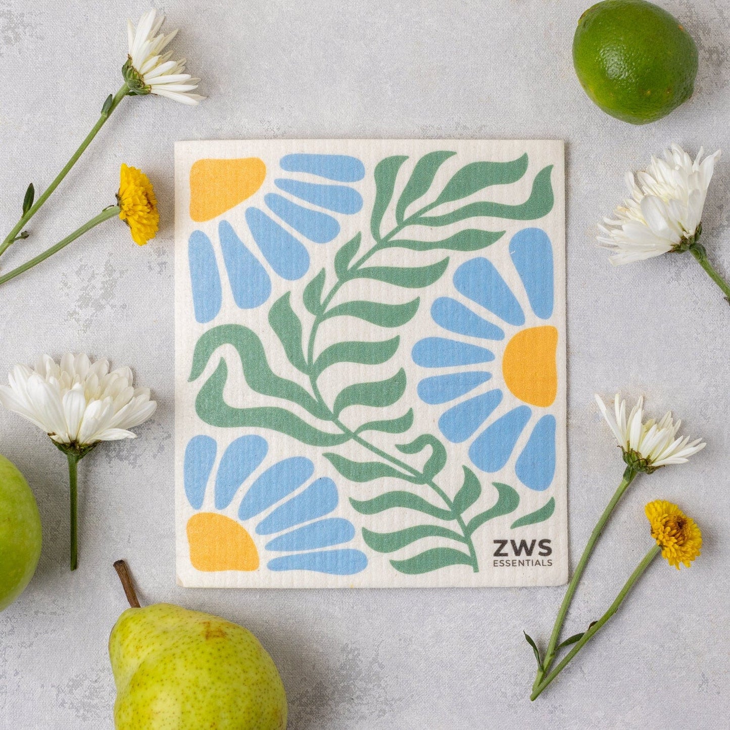Reusable Swedish dish cloth with lemon design, eco-friendly paper towel alternative from ZeroWasteStore.com