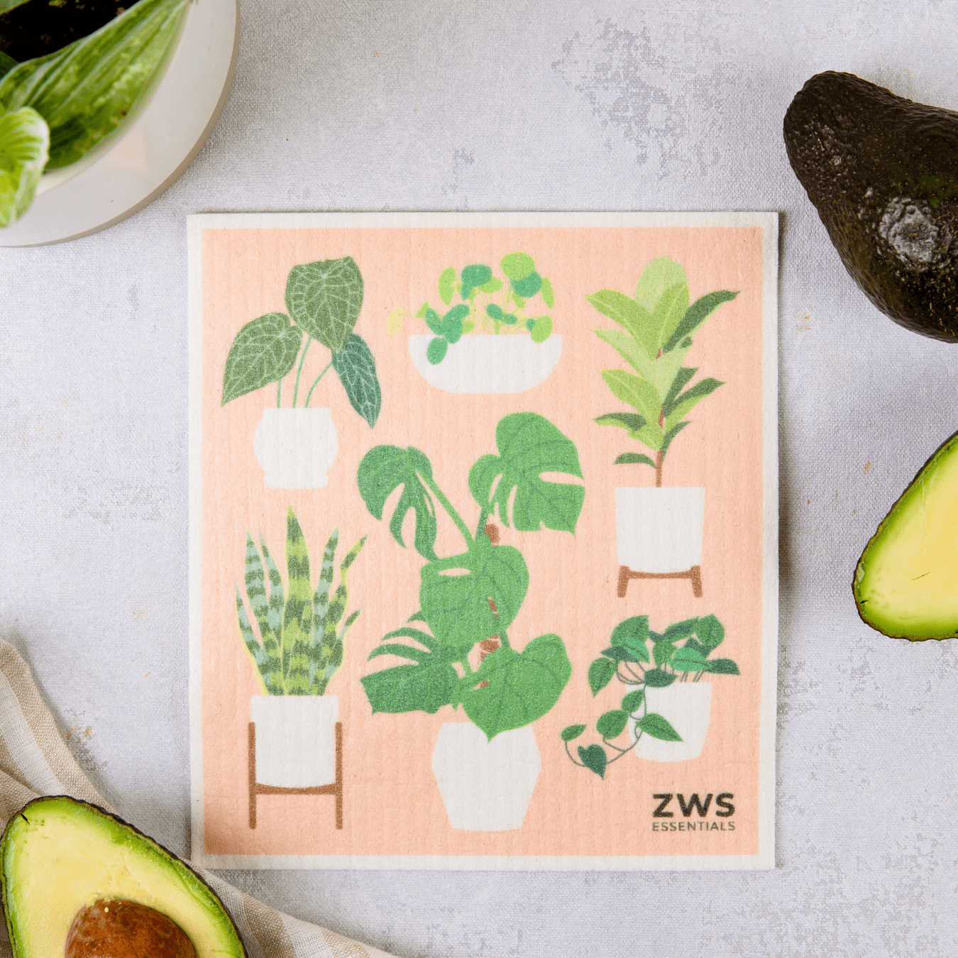 Swedish dish cloth from ZeroWasteStore.com, reusable paper towels with lemon pattern, eco-friendly cleaning cloth for kitchen use