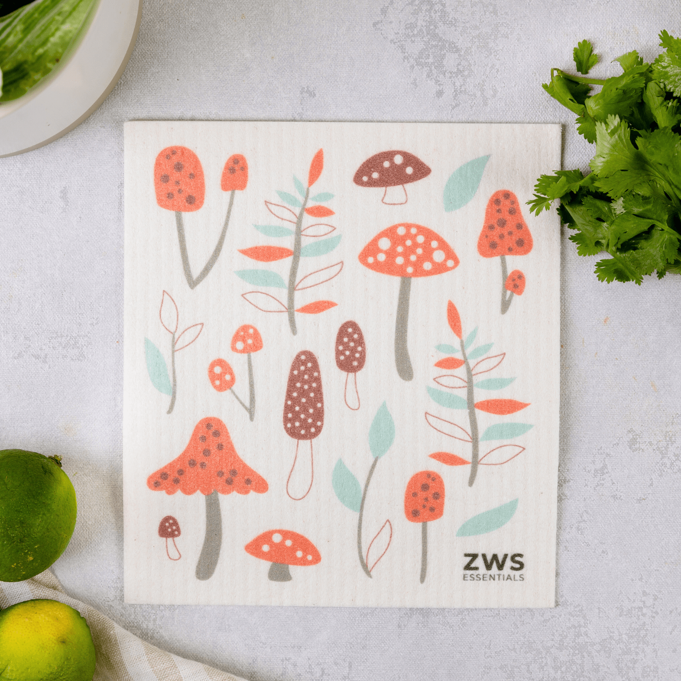 Swedish dish cloth by ZeroWasteStore.com, reusable paper towels with lemon pattern, eco-friendly kitchen cleaning cloth