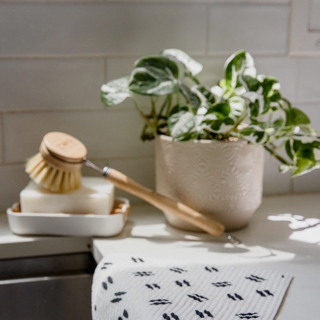 Long handle dish brush from ZeroWasteStore.com, durable scrub brush with ergonomic design for effective cleaning.