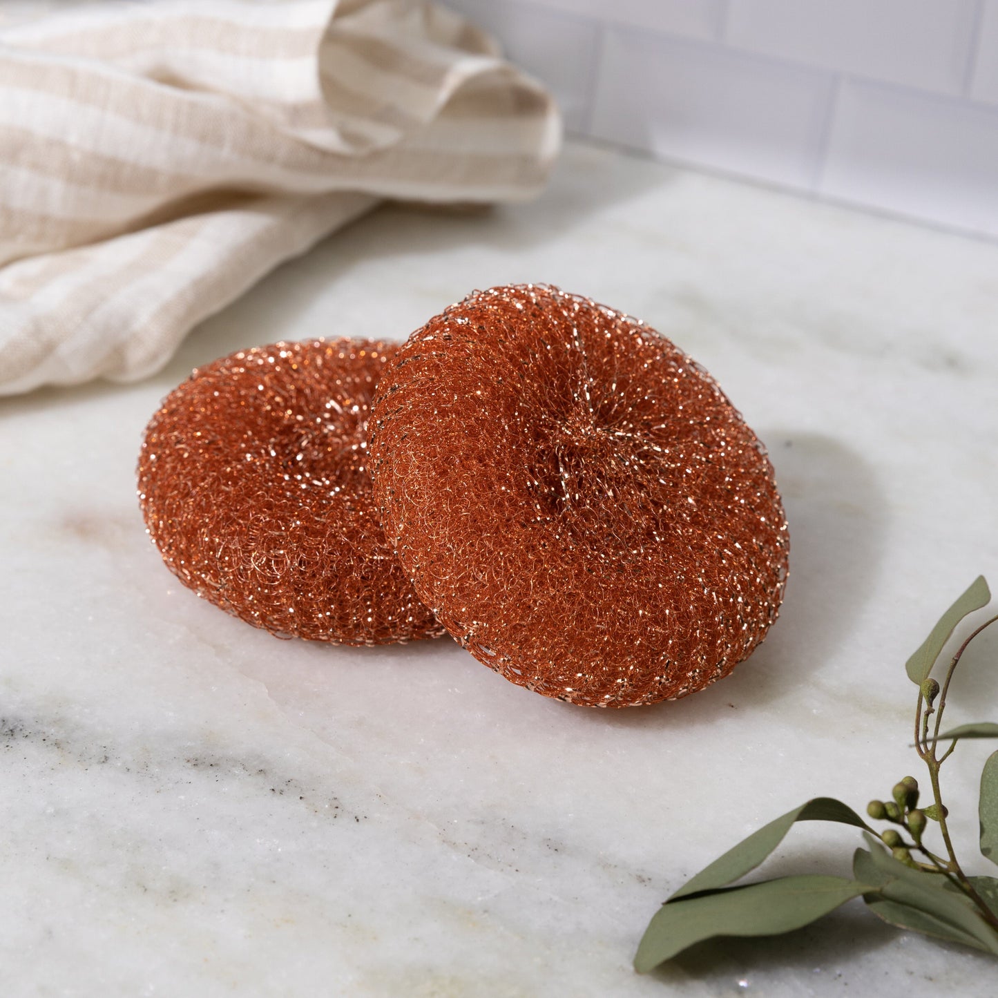 Copper scrubber pack of scrub brushes from ZeroWasteStore.com showing durable, eco-friendly copper cleaning tools.