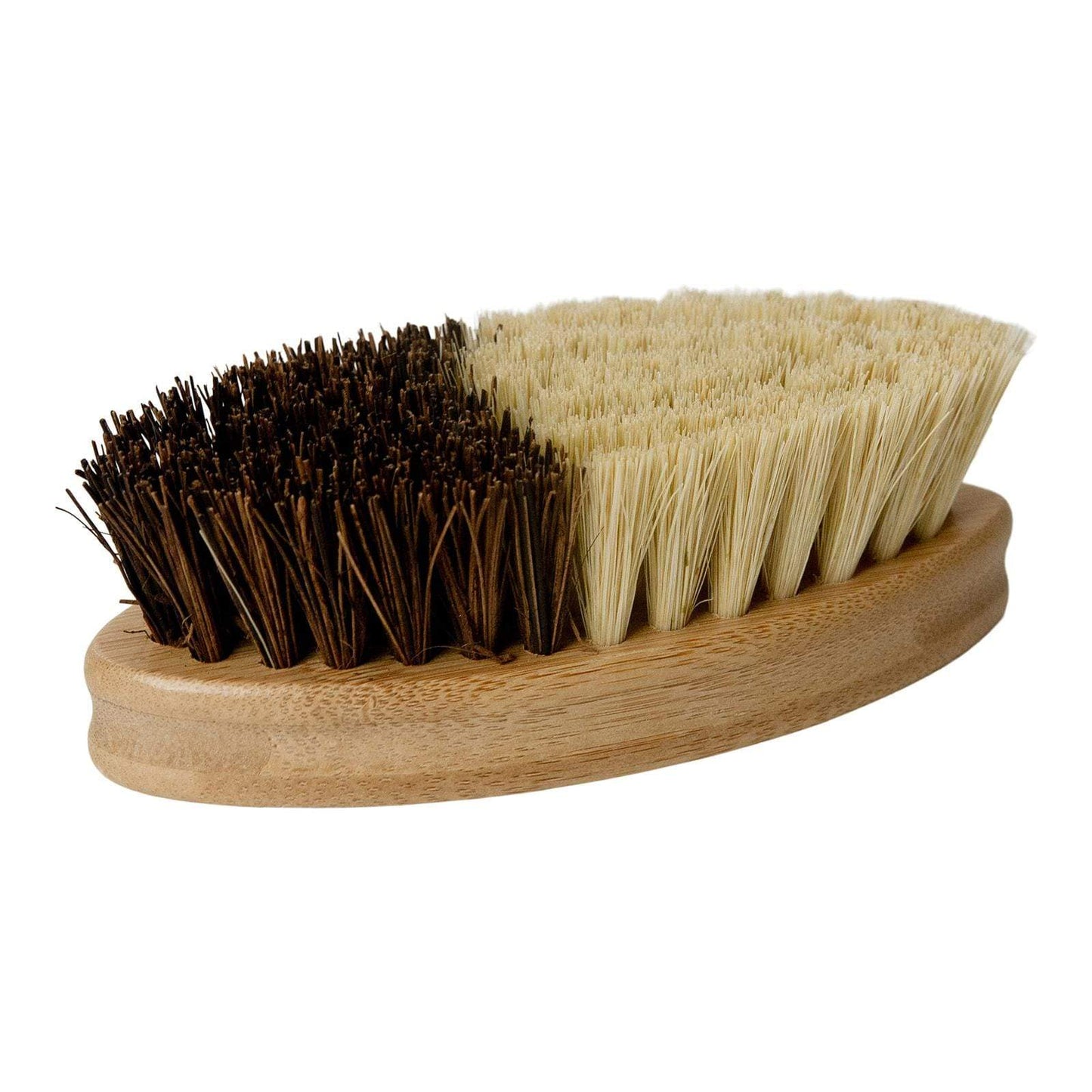 Vegetable scrub brush from ZeroWasteStore.com with wooden handle and bristles for cleaning produce and vegetables.