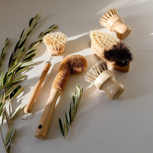 Zero Waste Dish Brush Kit with eco-friendly scrub brushes for sustainable kitchen cleaning.