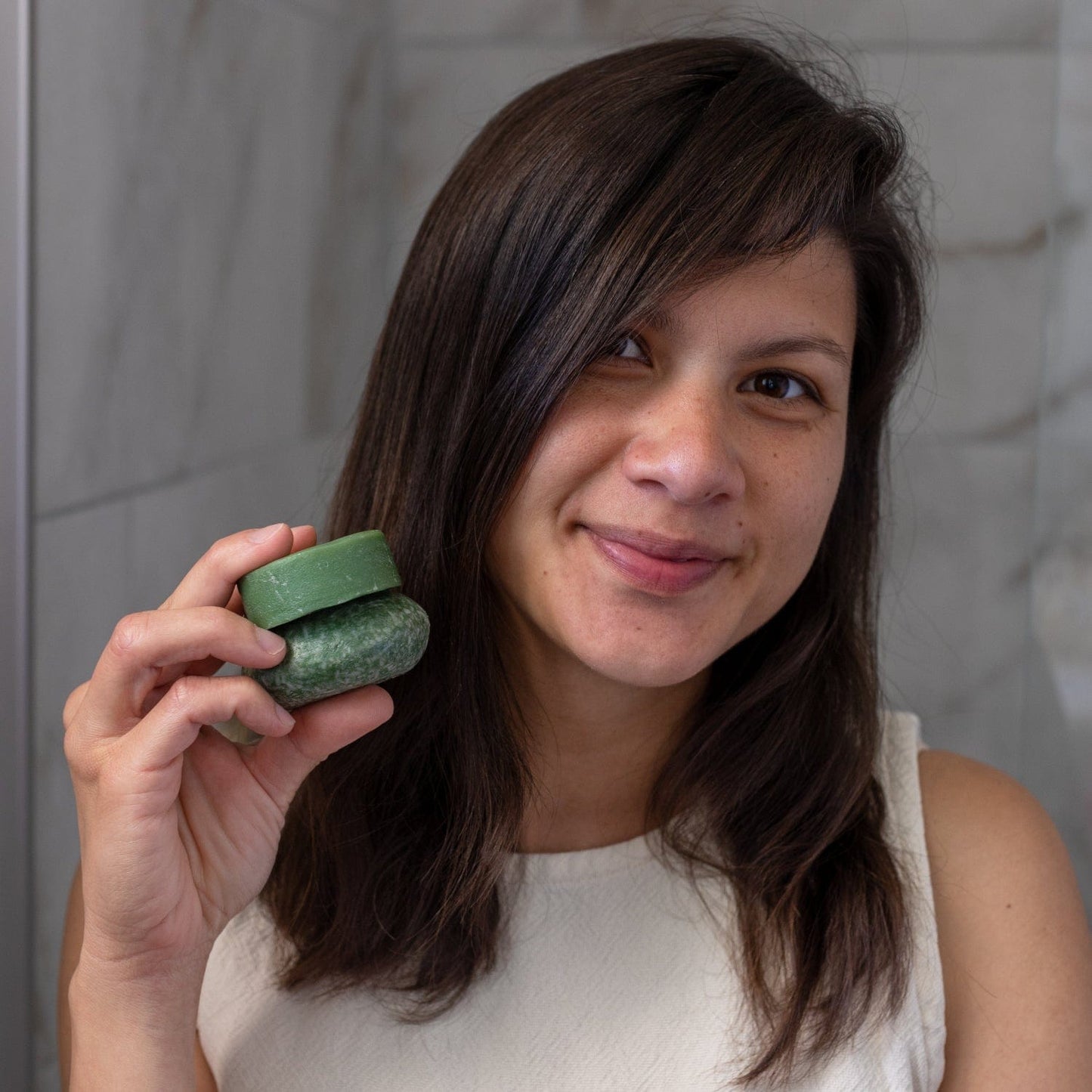 Bloom Castor Oil Shampoo Bar by ZeroWasteStore.com, natural shampoo bar for hair growth and scalp revival, shown in packaging.