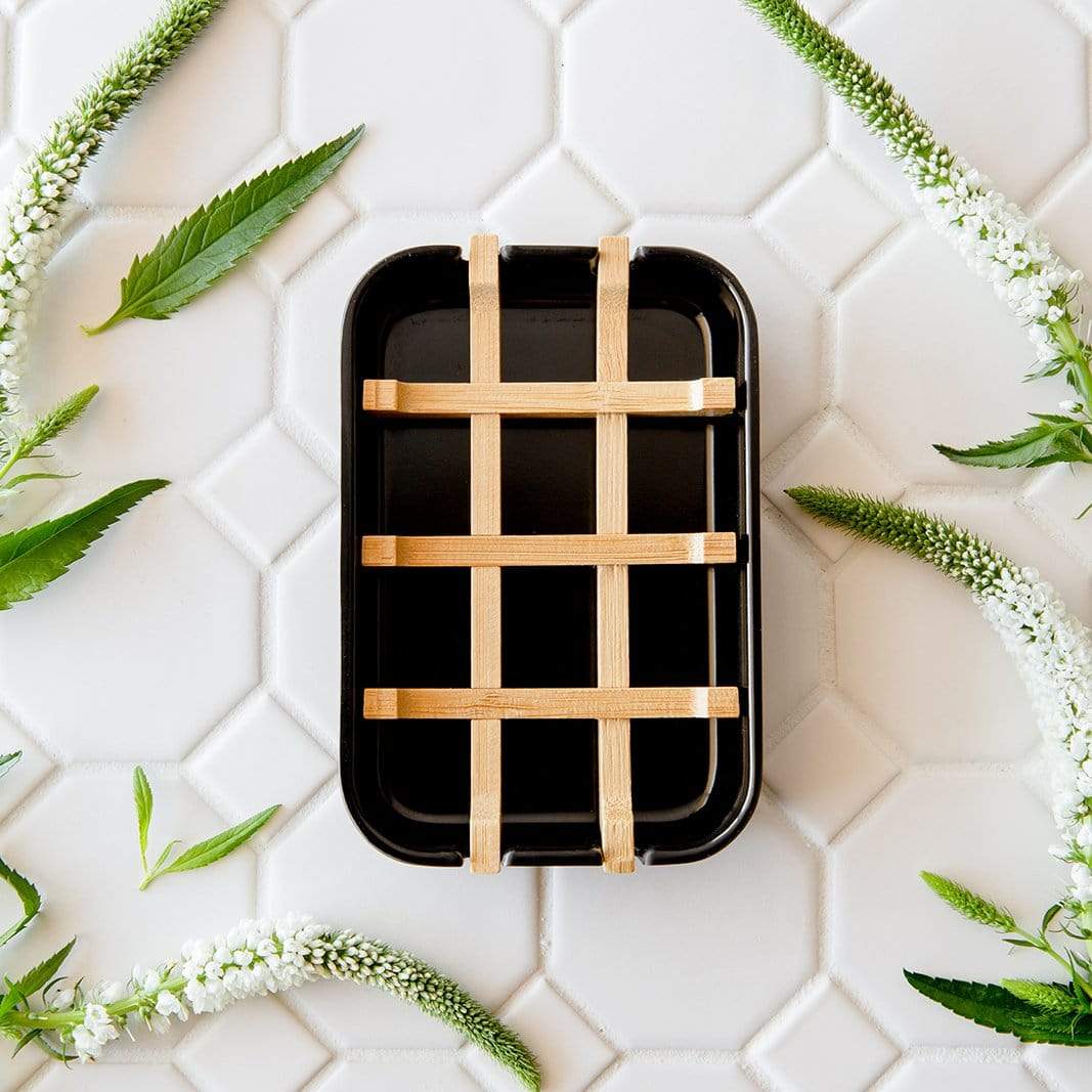 White bamboo soap dish from ZeroWasteStore.com for holding soap bars, featuring a natural, eco-friendly design.