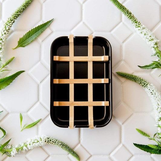 White bamboo soap dish from ZeroWasteStore.com for holding soap bars, featuring a natural, eco-friendly design.