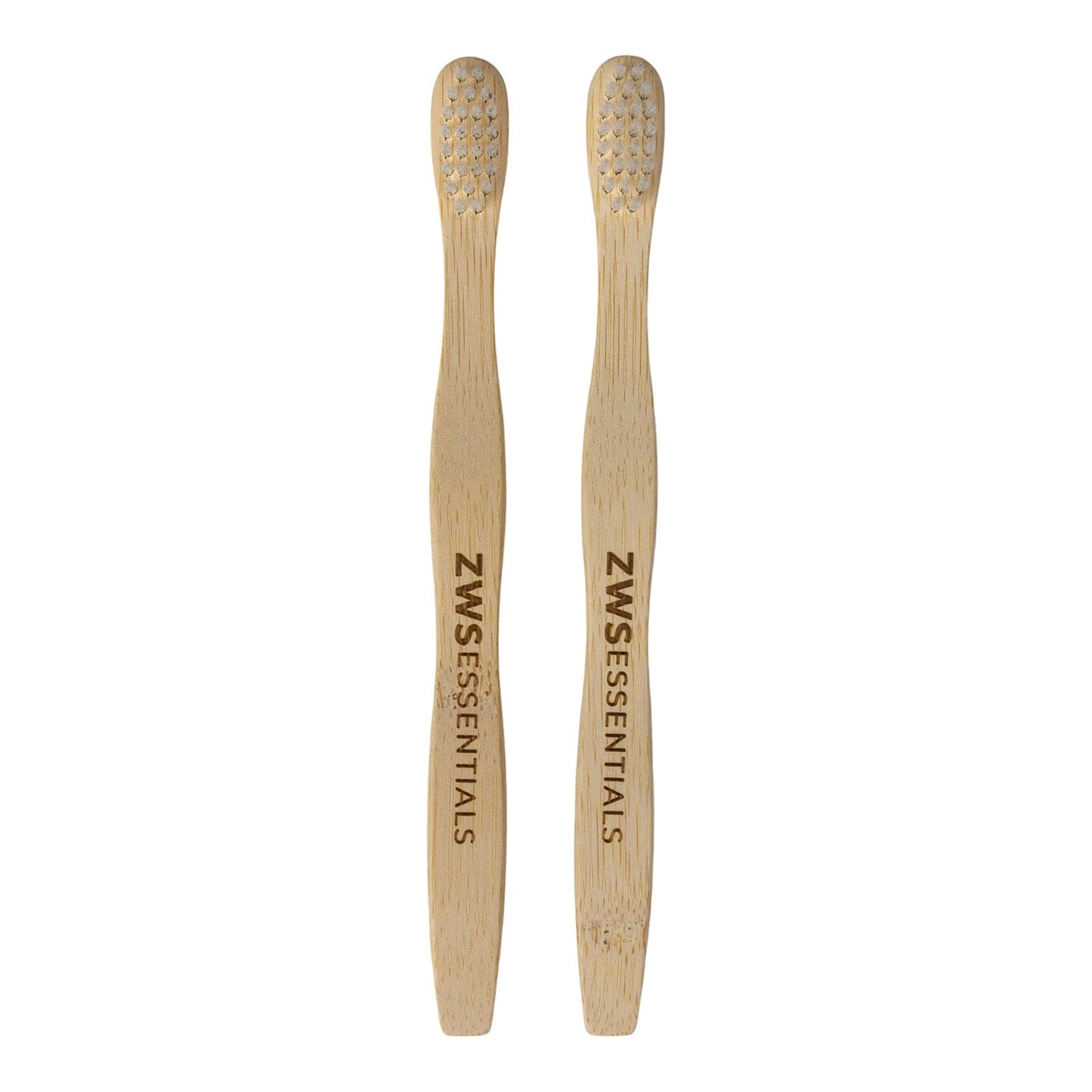 Child's bamboo toothbrush from ZeroWasteStore.com with soft bristles and eco-friendly bamboo handle for gentle oral care.