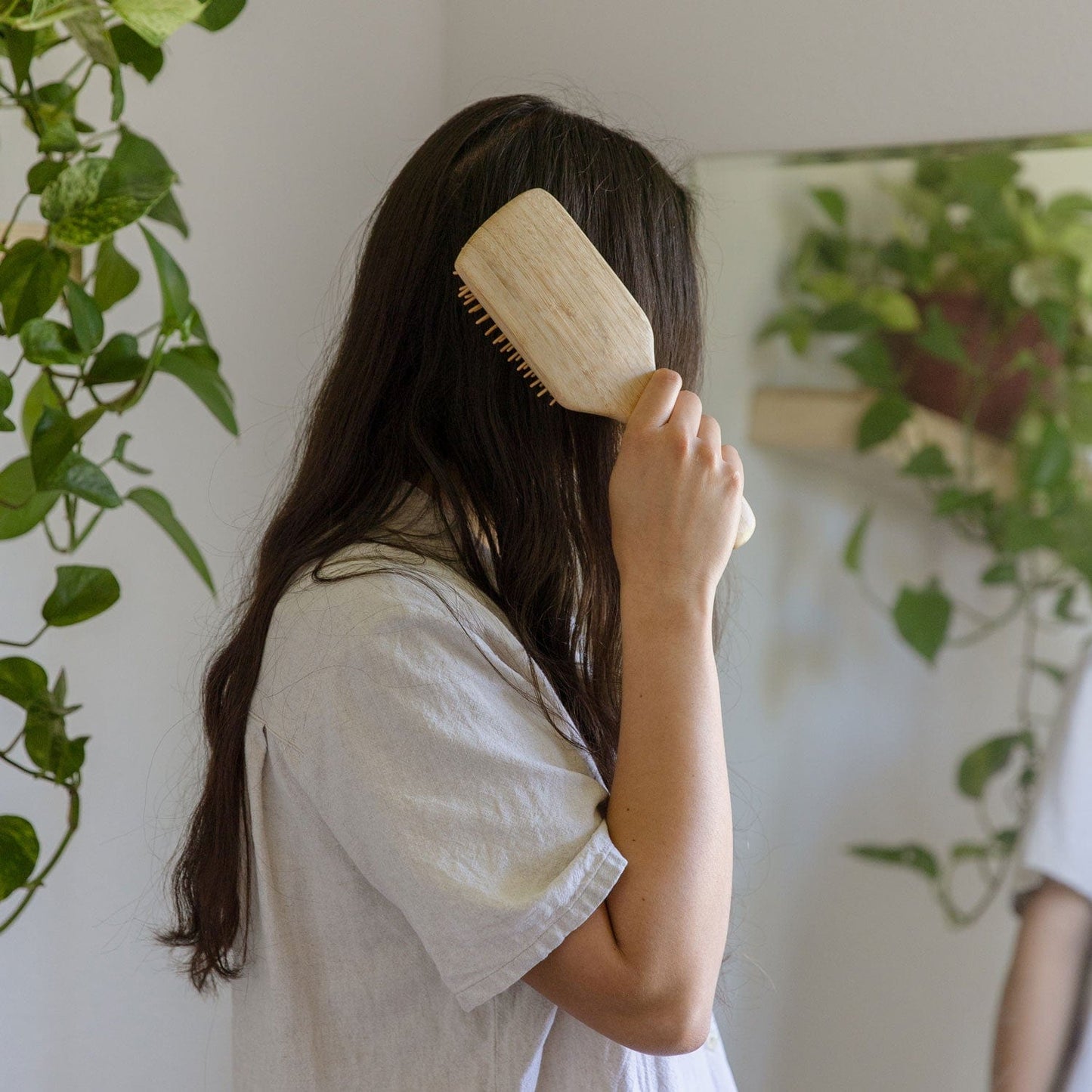 ZeroWasteStore bamboo hair brush, eco-friendly plastic-free comb with smooth wooden bristles for gentle hair detangling