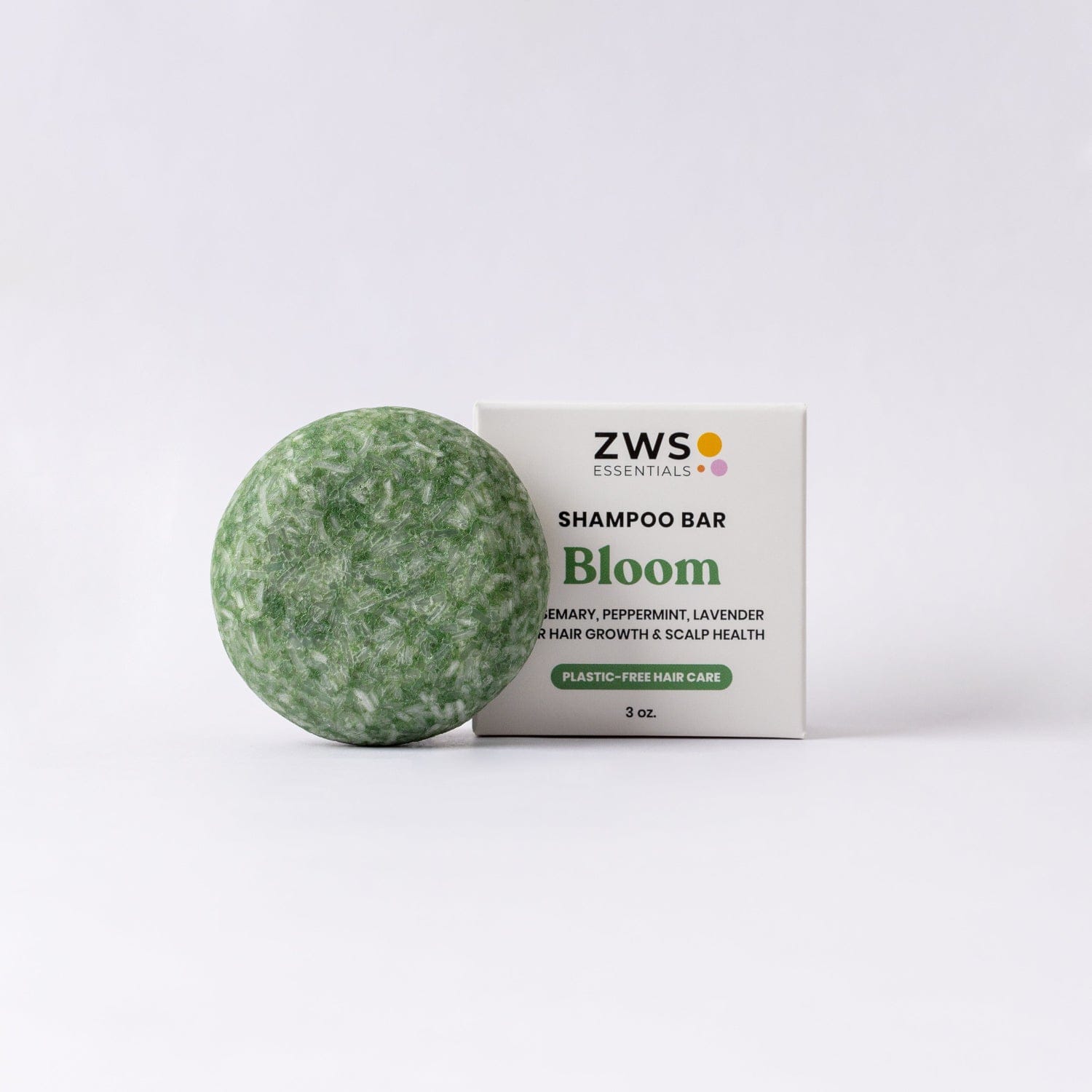 ZeroWasteStore.com castor oil shampoo bar with floral design, biodegradable packaging, and natural ingredients for gentle hair cleansing.