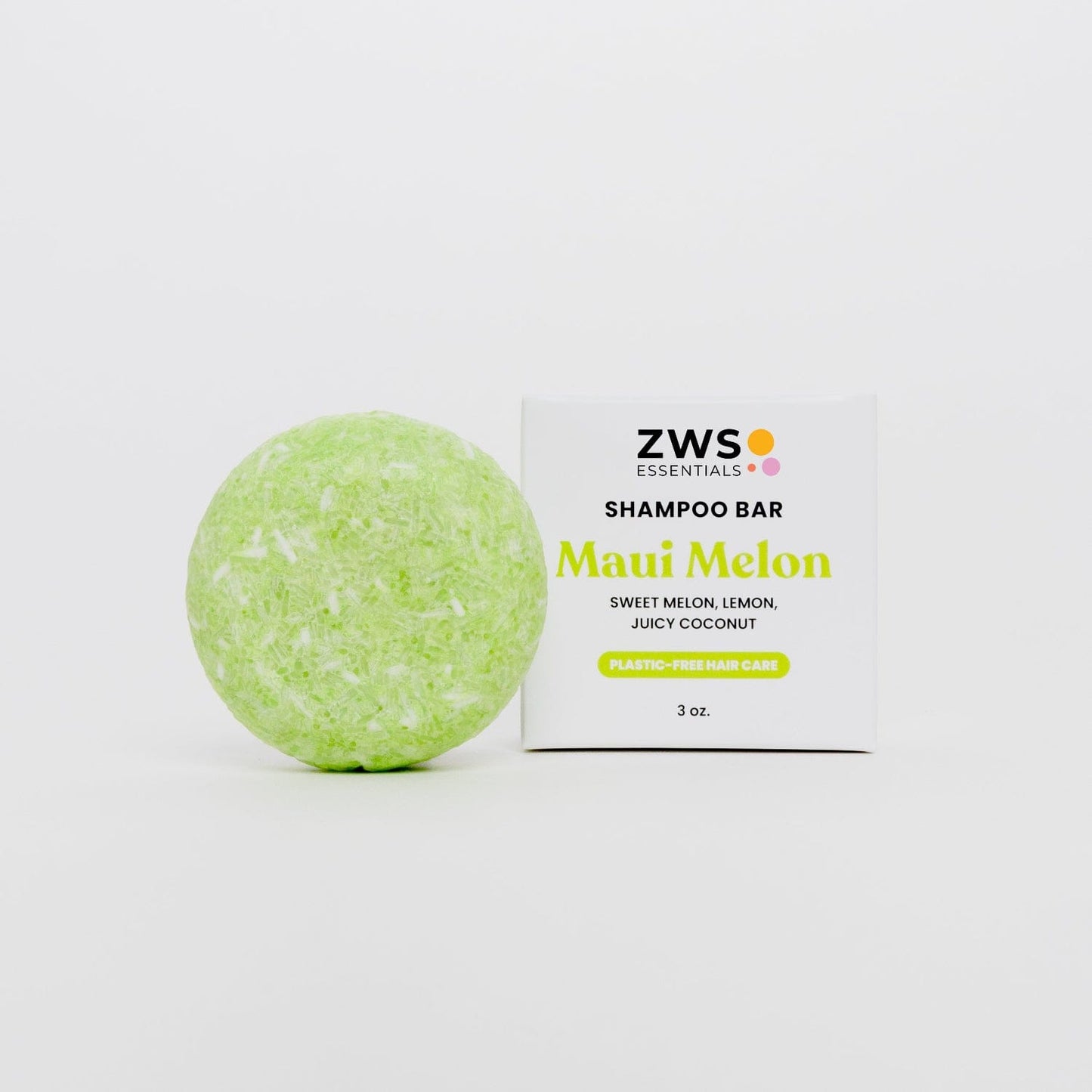 ZeroWasteStore Maui Melon Shampoo Bar with fresh melon scent, wrapped in eco-friendly packaging, ready for use.