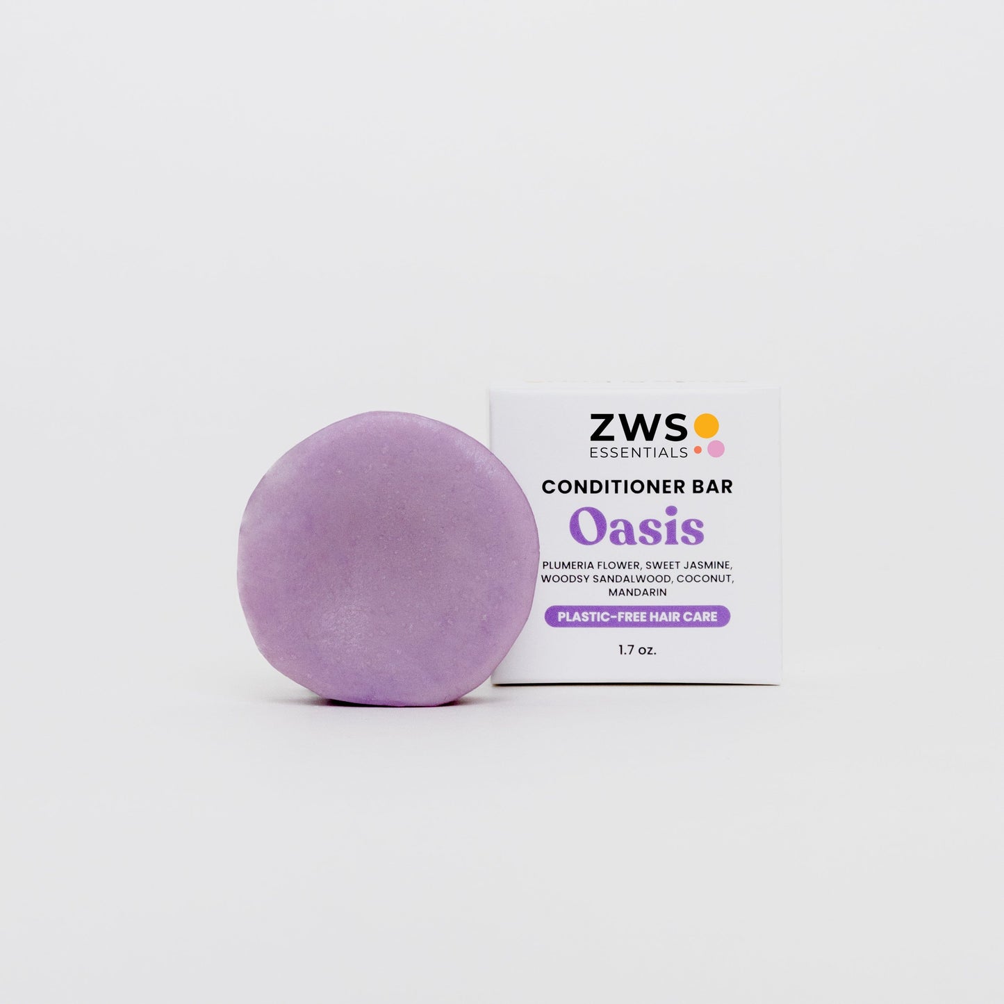 ZeroWasteStore Oasis Conditioner Bar for sustainable hair care, shown in a natural, eco-friendly packaging.