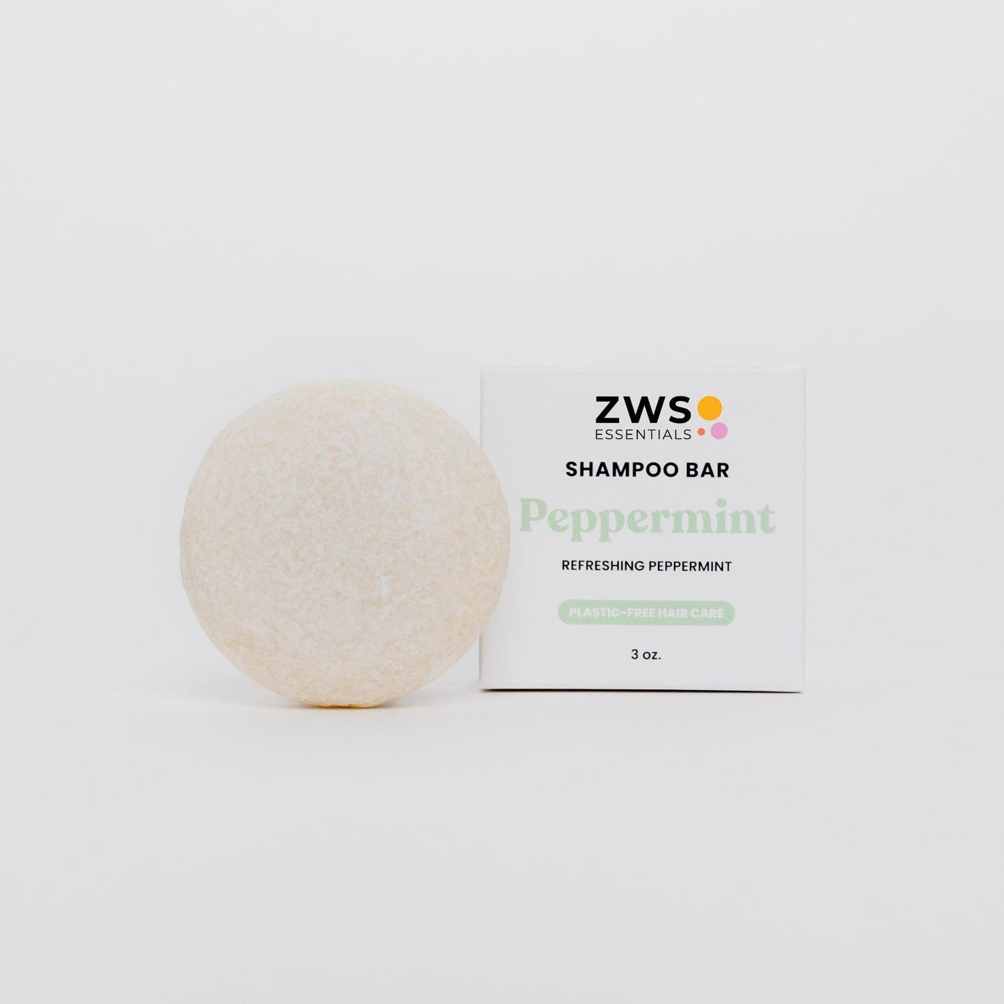Peppermint Breeze shampoo bar from ZeroWasteStore.com, natural solid shampoo with fresh peppermint scent and eco-friendly packaging.