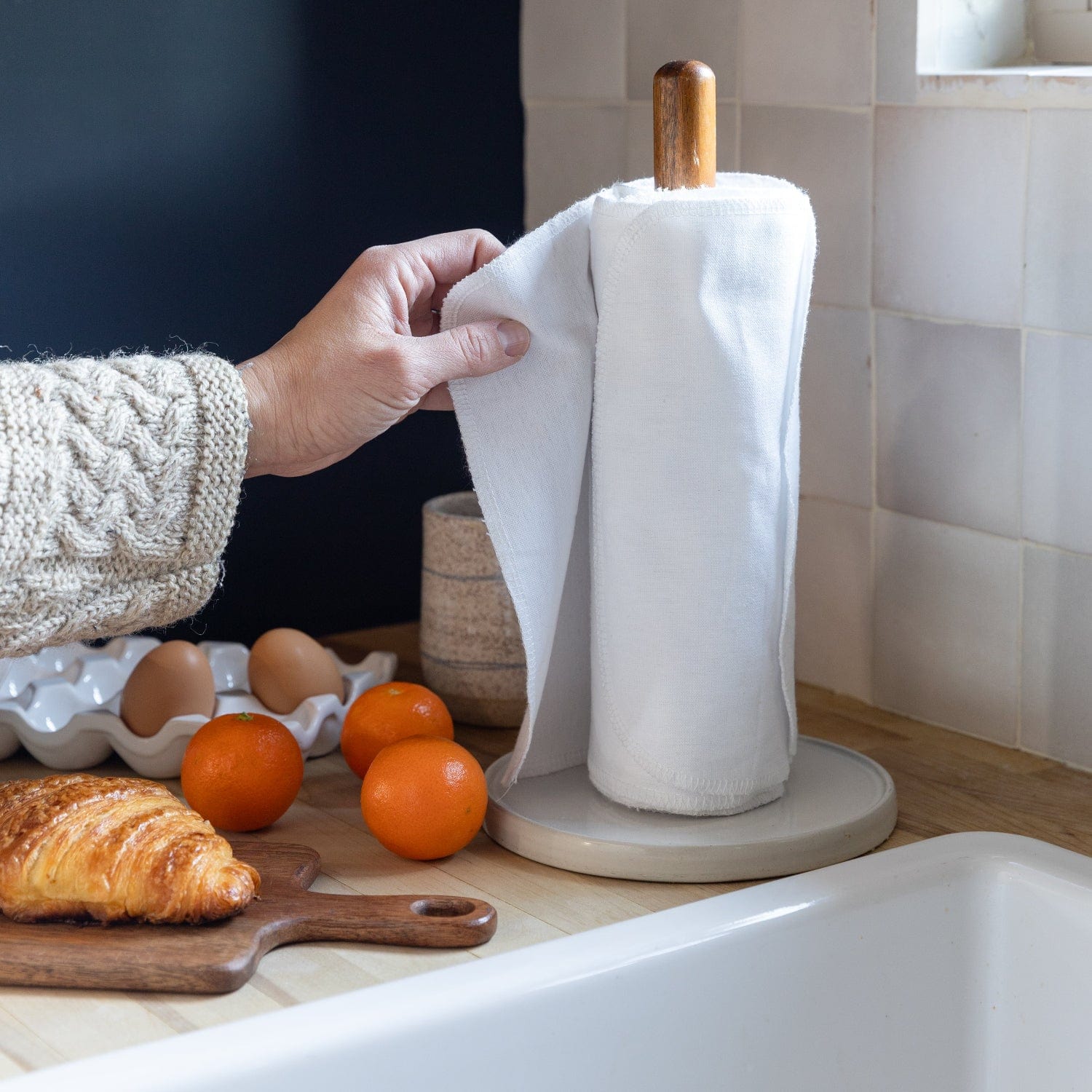 Reusable paper towels from ZeroWasteStore.com, eco-friendly cloth towels with a colorful pattern on a white background.
