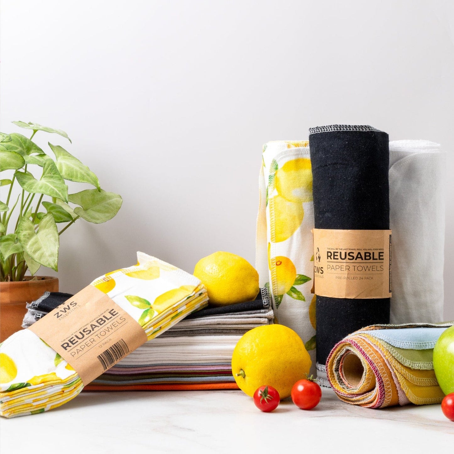 Reusable paper towels from ZeroWasteStore.com, eco-friendly cloth towels for sustainable cleaning and wiping.