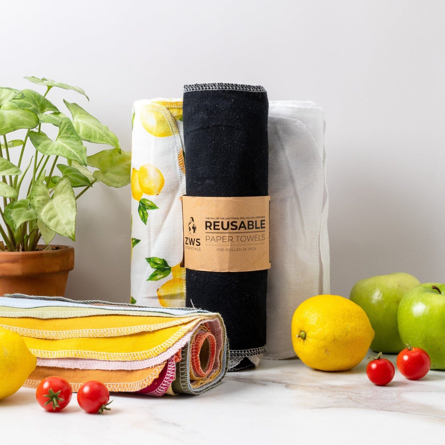 Reusable paper towels from ZeroWasteStore.com, eco-friendly cloth towels with a soft, absorbent surface for sustainable cleaning.