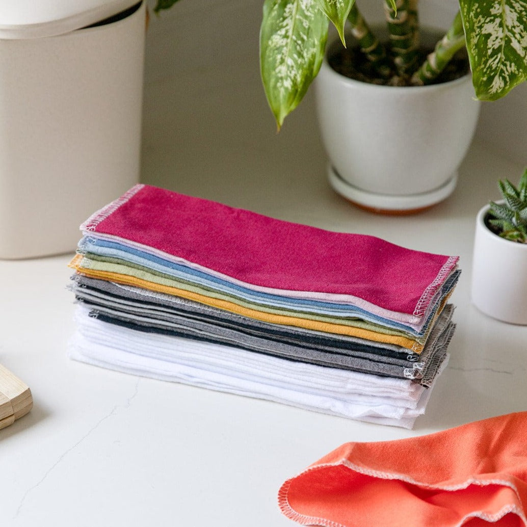 Reusable paper towels by ZeroWasteStore.com, showing eco-friendly cloth towels with absorbent surface and reusable design.