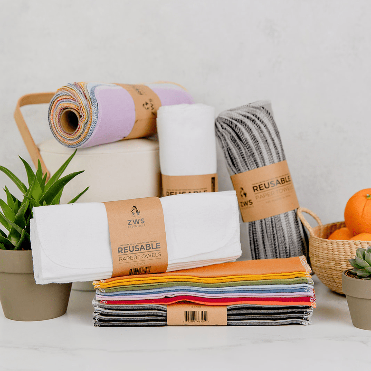 Reusable paper towels from ZeroWasteStore.com, eco-friendly cloth towels with a folded design, ideal for sustainable cleaning.